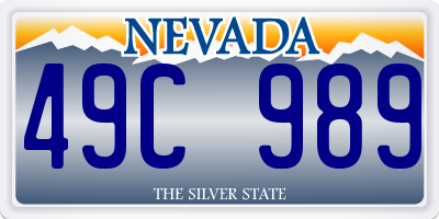NV license plate 49C989