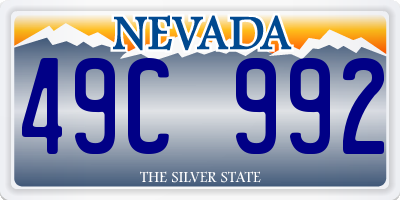 NV license plate 49C992