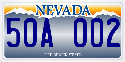 NV license plate 50A002