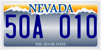 NV license plate 50A010