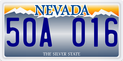 NV license plate 50A016