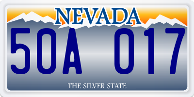 NV license plate 50A017