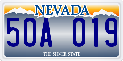 NV license plate 50A019