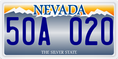 NV license plate 50A020