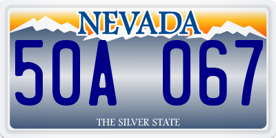NV license plate 50A067