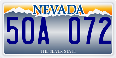 NV license plate 50A072