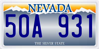 NV license plate 50A931