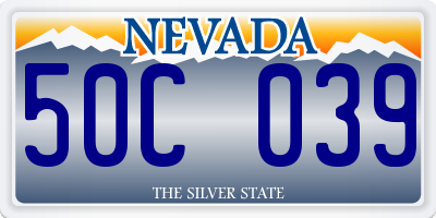 NV license plate 50C039