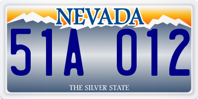 NV license plate 51A012