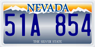 NV license plate 51A854