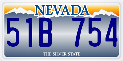 NV license plate 51B754