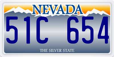 NV license plate 51C654