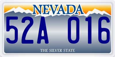 NV license plate 52A016