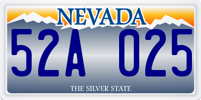 NV license plate 52A025
