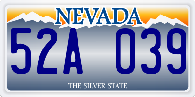 NV license plate 52A039