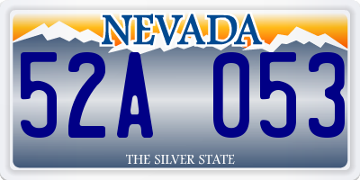 NV license plate 52A053