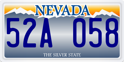 NV license plate 52A058