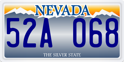 NV license plate 52A068