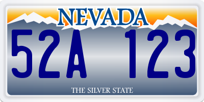 NV license plate 52A123