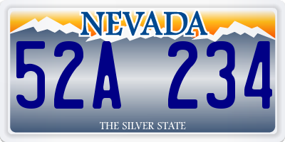 NV license plate 52A234