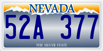NV license plate 52A377
