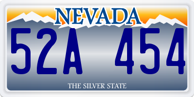 NV license plate 52A454