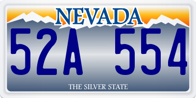 NV license plate 52A554