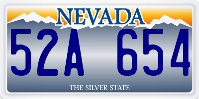 NV license plate 52A654
