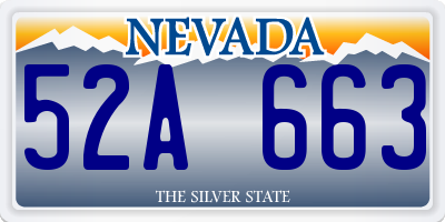 NV license plate 52A663