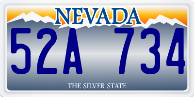 NV license plate 52A734