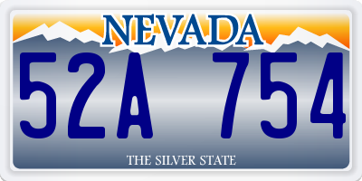 NV license plate 52A754