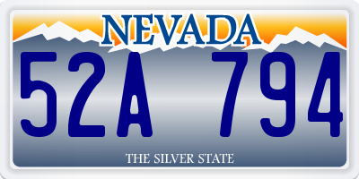 NV license plate 52A794