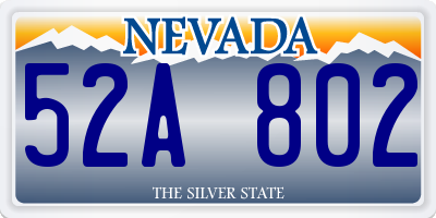 NV license plate 52A802