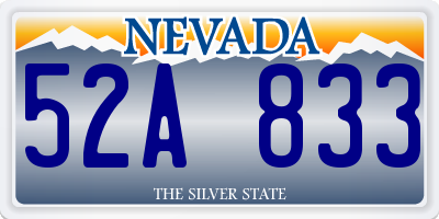 NV license plate 52A833