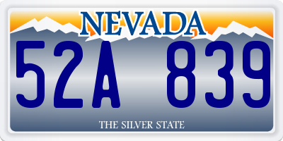 NV license plate 52A839