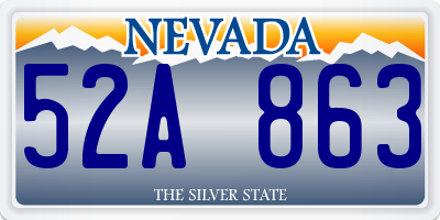 NV license plate 52A863