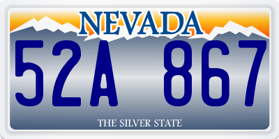 NV license plate 52A867