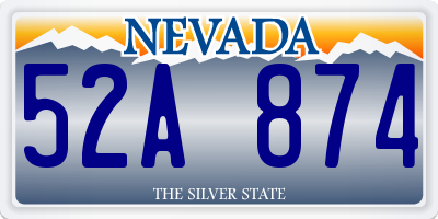 NV license plate 52A874