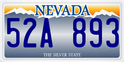 NV license plate 52A893