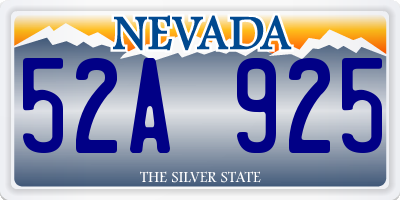 NV license plate 52A925