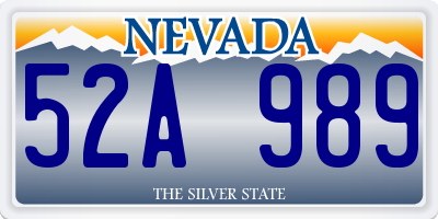 NV license plate 52A989