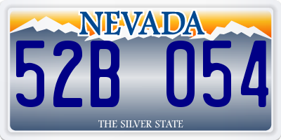 NV license plate 52B054