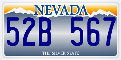 NV license plate 52B567