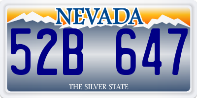 NV license plate 52B647