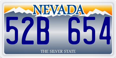 NV license plate 52B654