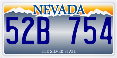 NV license plate 52B754