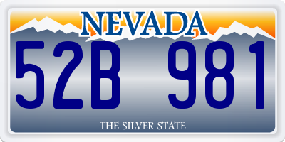 NV license plate 52B981