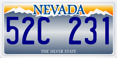 NV license plate 52C231