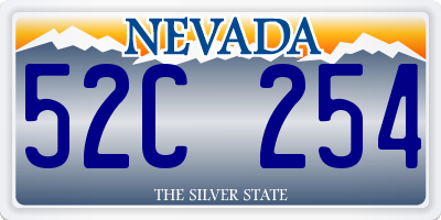 NV license plate 52C254