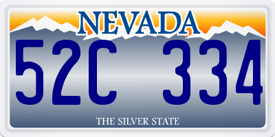 NV license plate 52C334